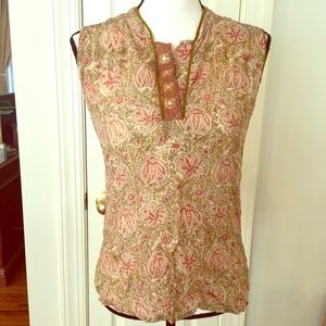 Lotus Indian flower mandarin tank top gold pink